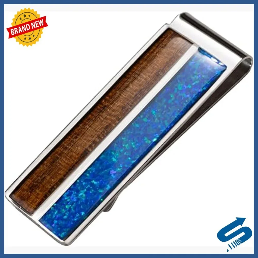 Koa Wood Money Clip Stainless Steel Slim Wallet Alternative Men's Accessory